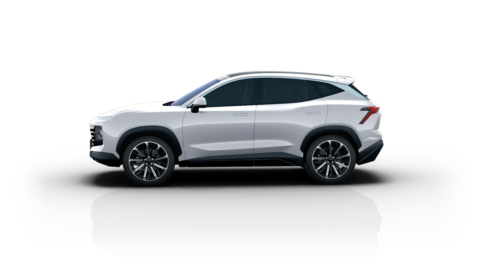 White Jetour Dashing in a side and front quarter manufacturer reference view